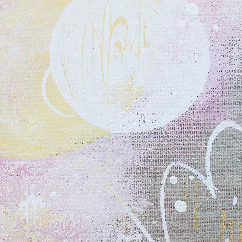 Delight Moon Painting on Raw Linen Canvas 30cm x 30cm