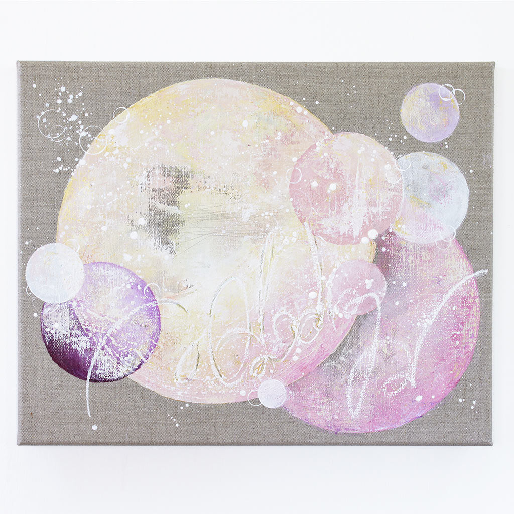 MoonBloom Painting 40cm x 50cm on Raw Linen Canvas