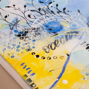 Haven on your shore | Blue Yellow Abstract Sea Painting 60cm