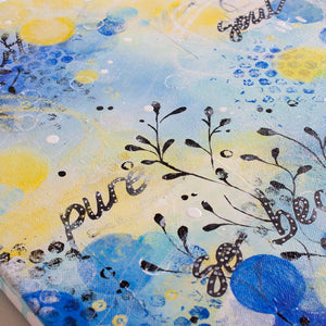 Imprinted on me | Blue Yellow Abstract Sea Painting 40cm