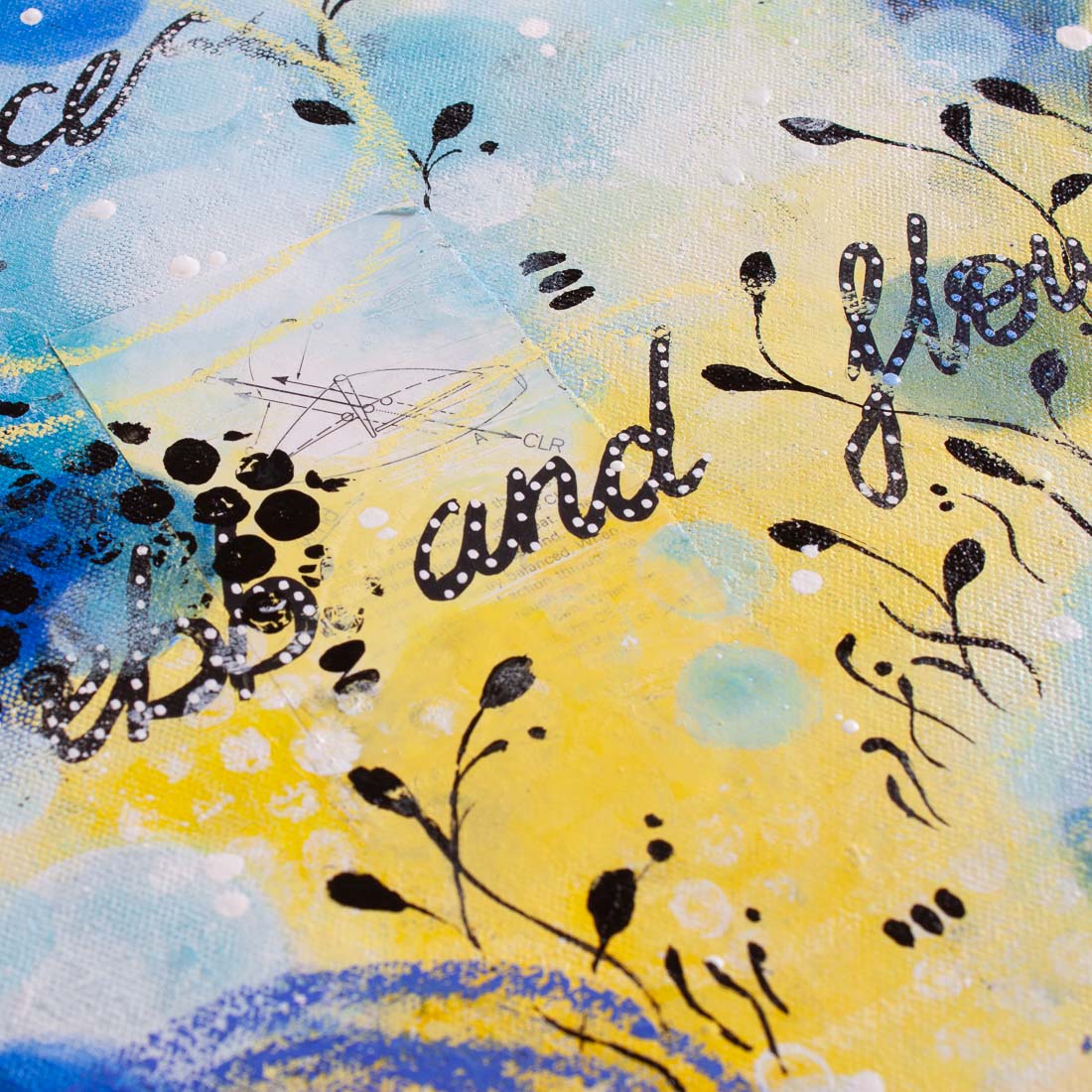 Making my way to you | Blue Yellow Abstract Sea Painting 40cm