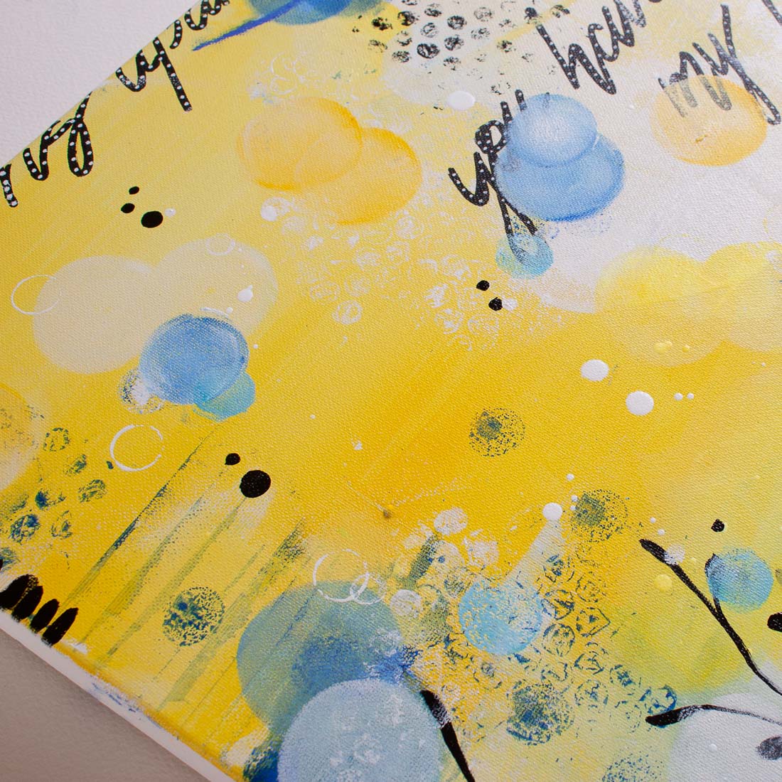 Love caught in the crosswinds | Blue Yellow Abstract Sea Painting 61cm x 76cm
