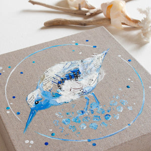 Miles |  Blue Ephemera Sandpiper Painting 20cm