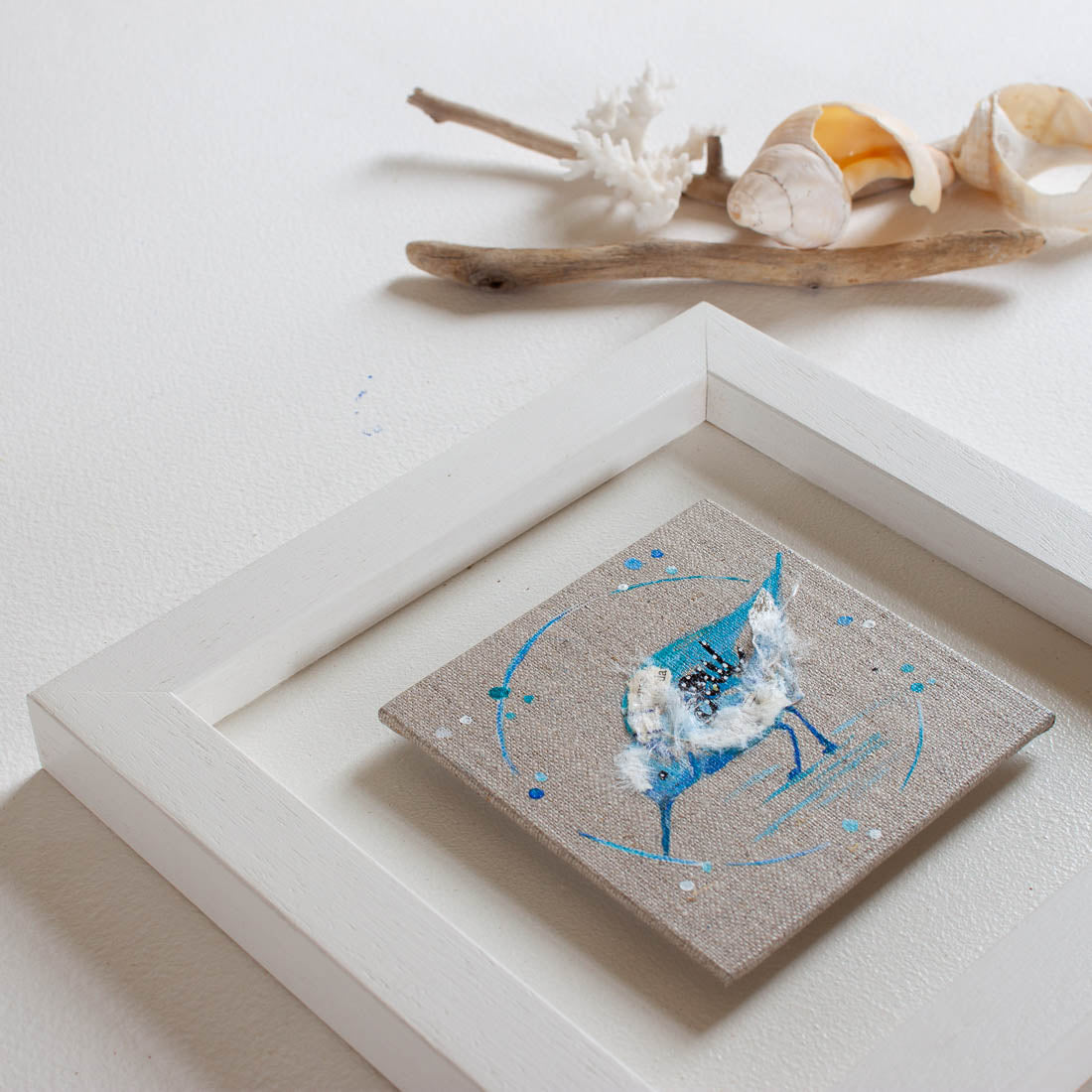 Soul |  Mini Blue Ephemera Sandpiper Painting