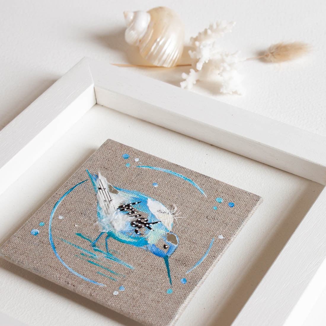 Trust |  Mini Blue Ephemera Sandpiper Painting