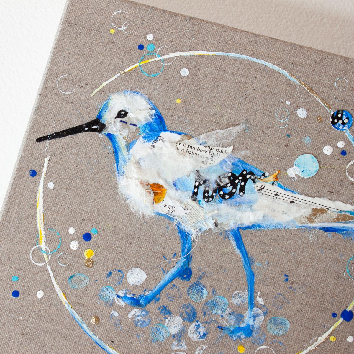 Edward |  Blue Ephemera Sandpiper Painting 20cm