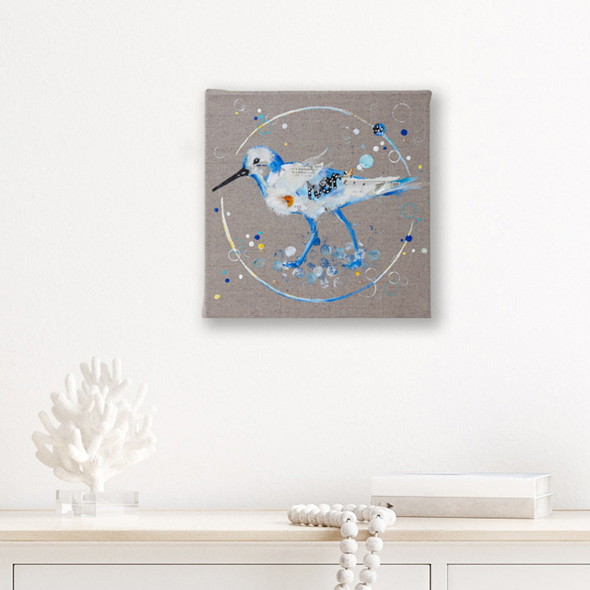 Edward |  Blue Ephemera Sandpiper Painting 20cm