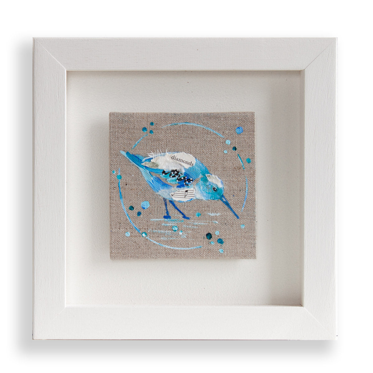 Love |  Mini Blue Ephemera Sandpiper Painting