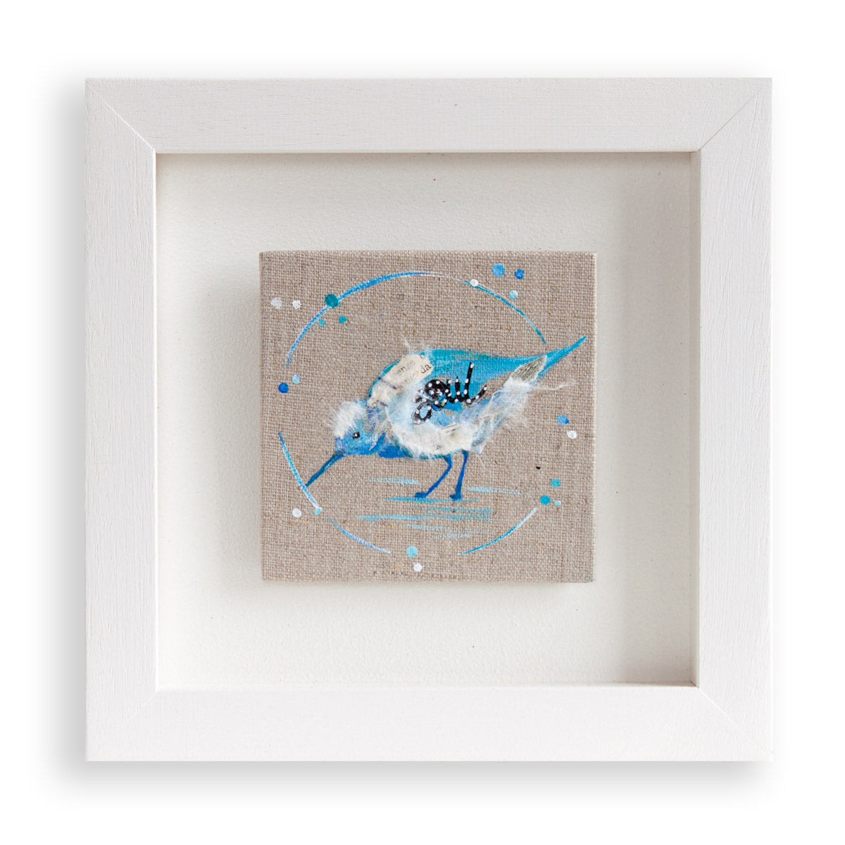 Soul |  Mini Blue Ephemera Sandpiper Painting