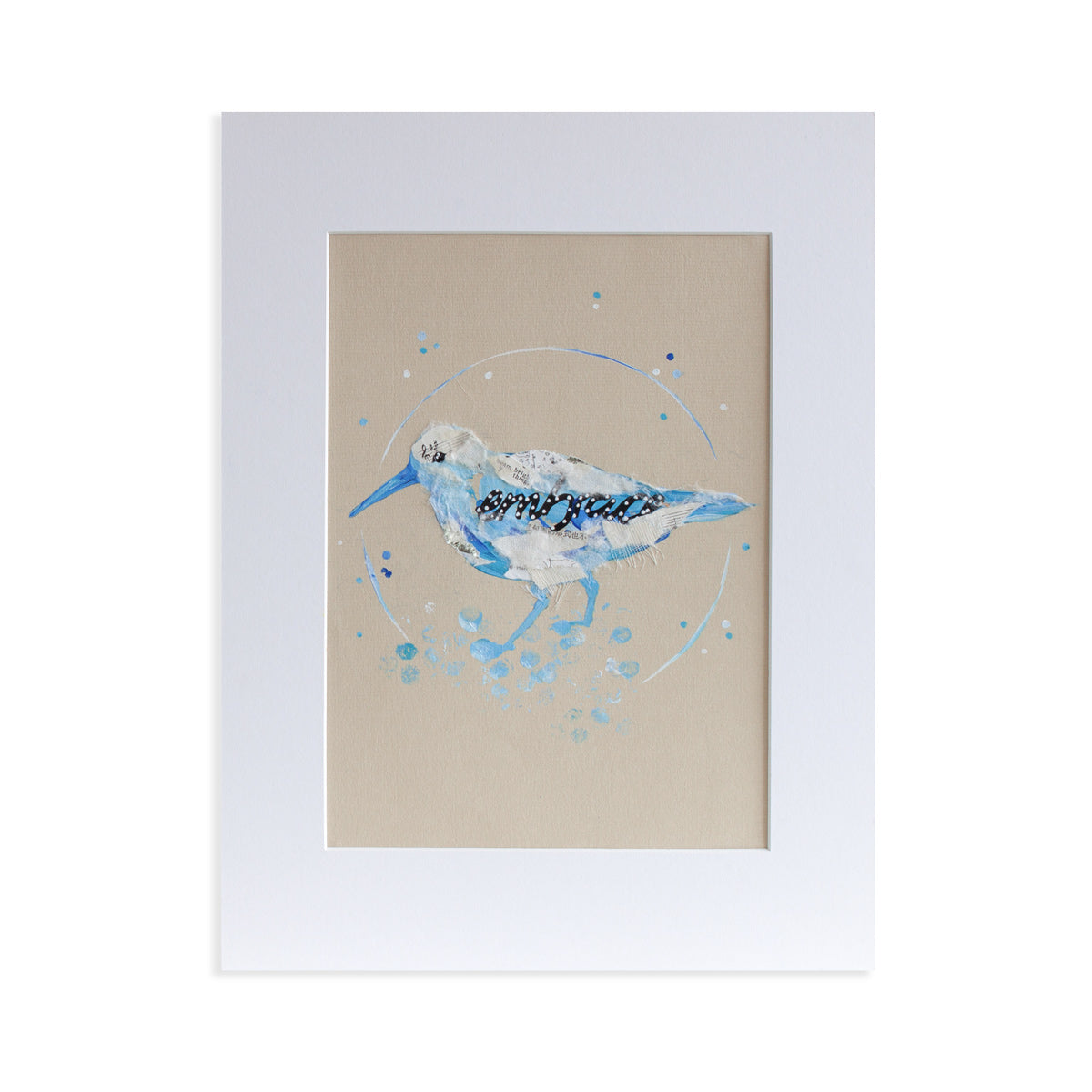 Arthur Sandpiper | Blue Ephemera Bird Painting A4