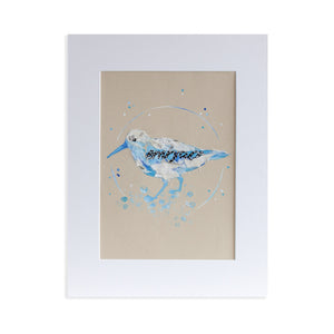 Arthur Sandpiper | Blue Ephemera Bird Painting A4