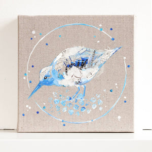 Miles |  Blue Ephemera Sandpiper Painting 20cm