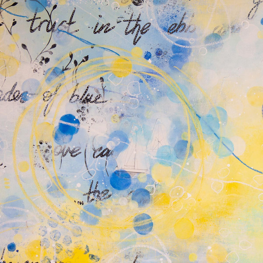 Trust in the flow| Blue Yellow Abstract Sea Painting 100cm 120cm