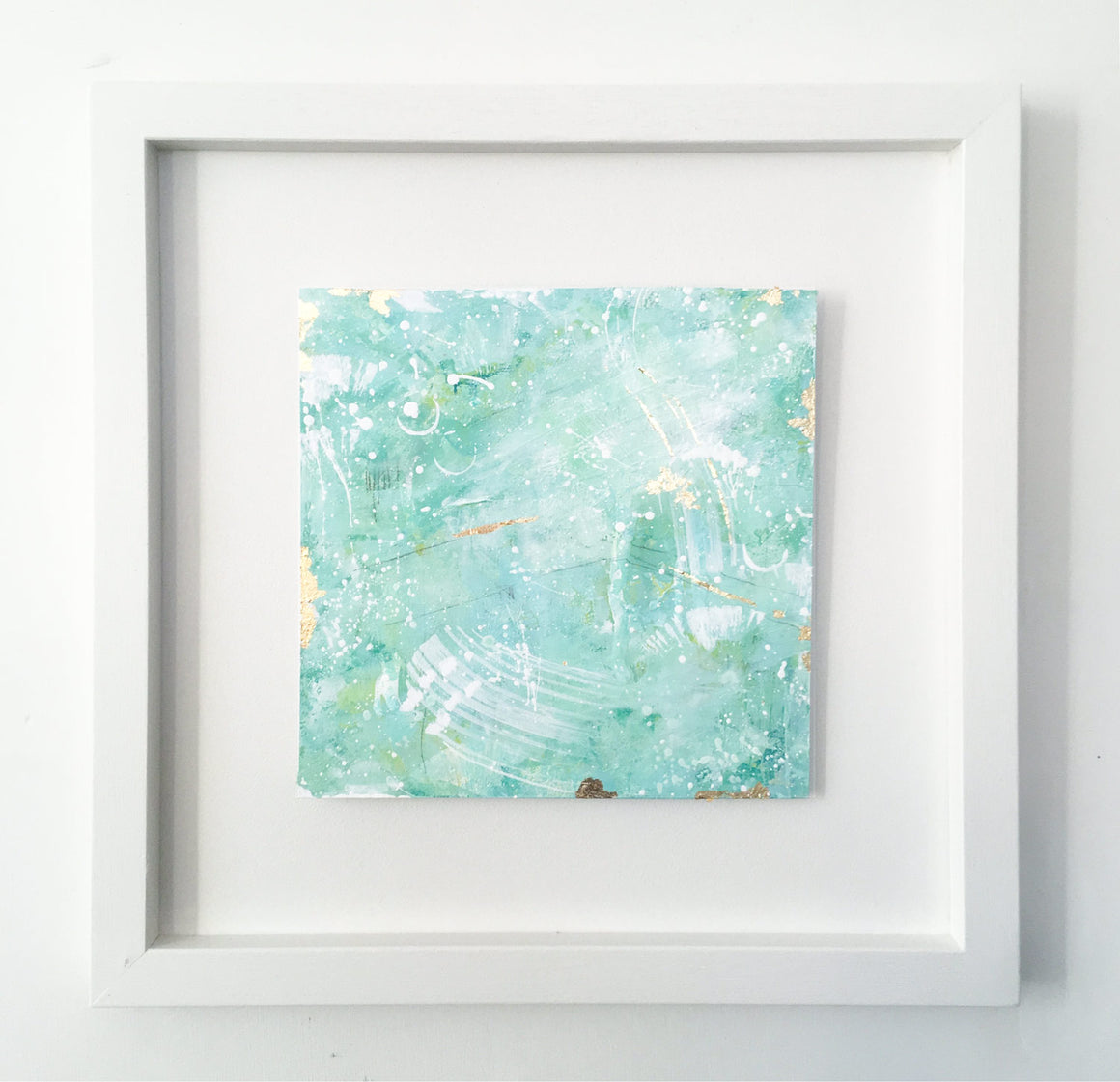 Over The Andes | Framed green abstract landscape painting 35 cm