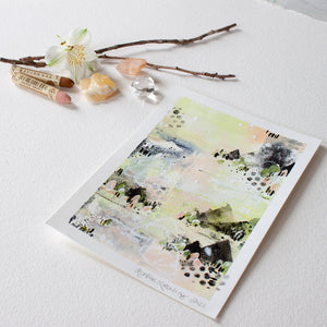 Quiet Courage 12 | Landscape Painting | Green Pink A5 Watercolour Paper