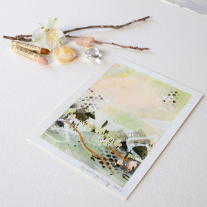 Quiet Courage 19 |Green Pink Landscape Painting | A5 Watercolour Paper
