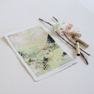 Quiet Courage 10 | Landscape Painting | Green Pink A5 Deckled Edge