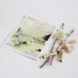 Quiet Courage 10 | Landscape Painting | Green Pink A5 Deckled Edge