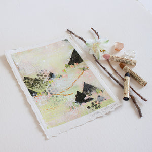 Quiet Courage 8 | Landscape Painting | Green Pink A5 Deckled Edge