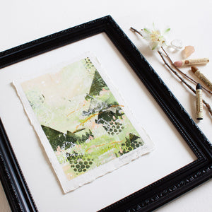 Quiet Courage 9 | Landscape Painting | Green Pink A5 Deckled Edge