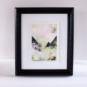Quiet Courage 6 | Landscape Painting | Green Pink A5 Deckled Edge