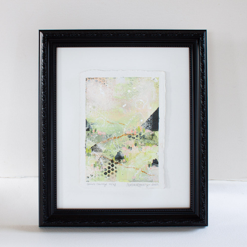 Quiet Courage 5 | Landscape Painting | Green Pink A5 Deckled Edge