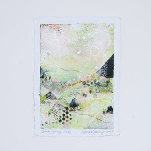 Quiet Courage 10 | Landscape Painting | Green Pink A5 Deckled Edge