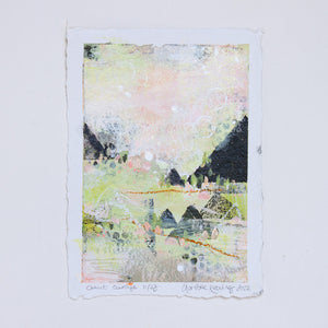 Quiet Courage 11 | Landscape Painting | Green Pink A5 Deckled Edge
