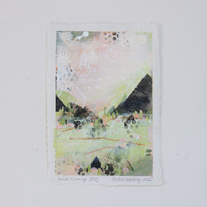 Quiet Courage 5 | Landscape Painting | Green Pink A5 Deckled Edge