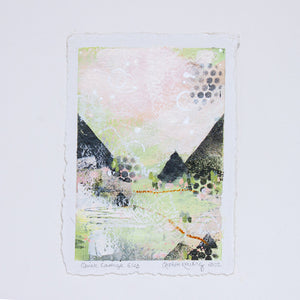 Quiet Courage 6 | Landscape Painting | Green Pink A5 Deckled Edge