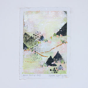 Quiet Courage 8 | Landscape Painting | Green Pink A5 Deckled Edge