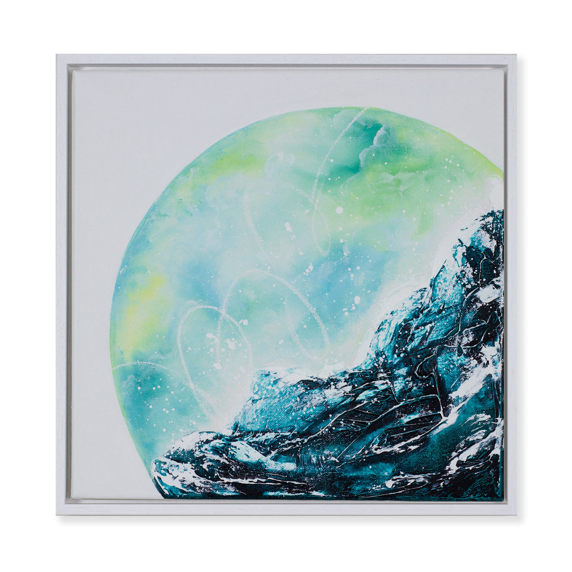 Ripple Effect | Framed Wave Moon Earth Painting 40cm x 40cm