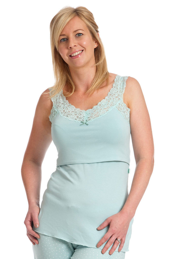 Lace Trim Nursing Vest in Navy