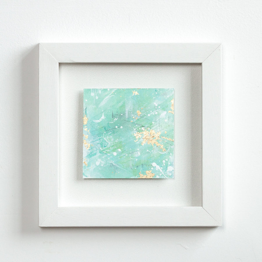 Through the trees | Green Abstract Landscape Mini Painting 20cm x 20cm