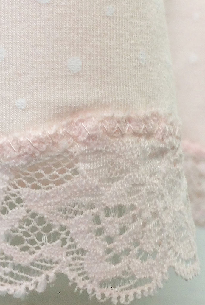 lace details of 3 piece nursing maternity pyjama set in blush pink