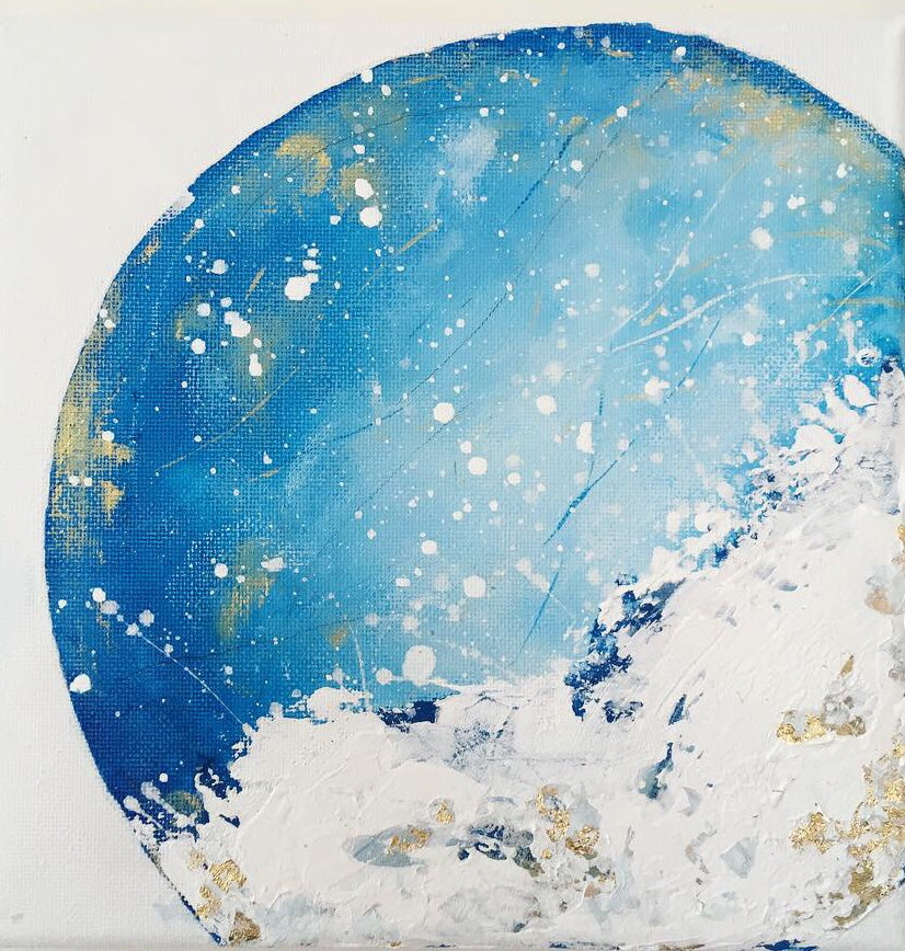 Moonscape #104 | Mer Lunaires Series | Abstract painting blue moon