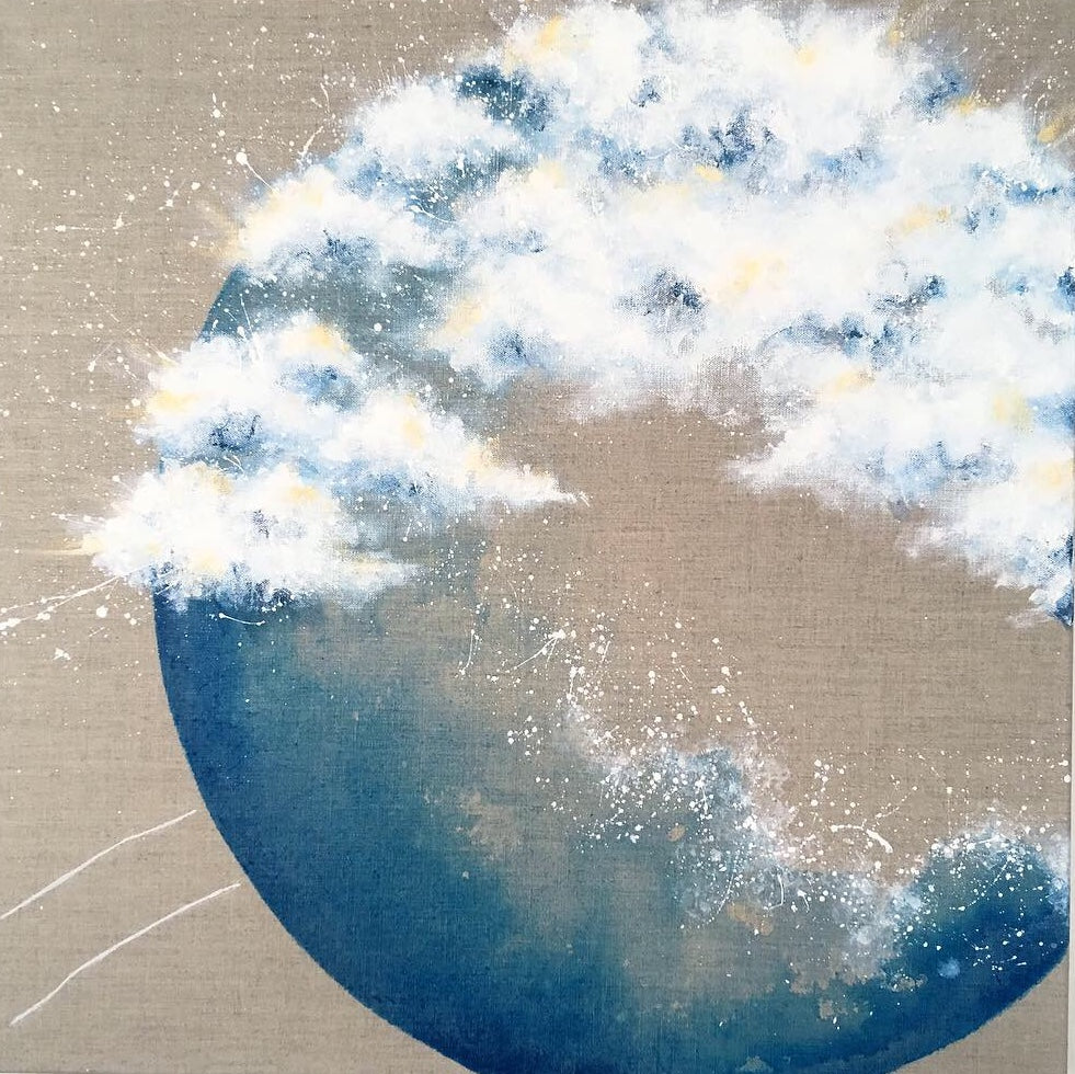 Moonscape #106| Mer Lunaires Series | Abstract painting blue  moon clouds