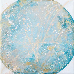 Moonscape #111 Clarity | Mer Lunaires Series | Abstract painting moon turquoise peach