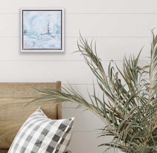 Seamist Lighthouse Painting Blue 20cm x 20cm