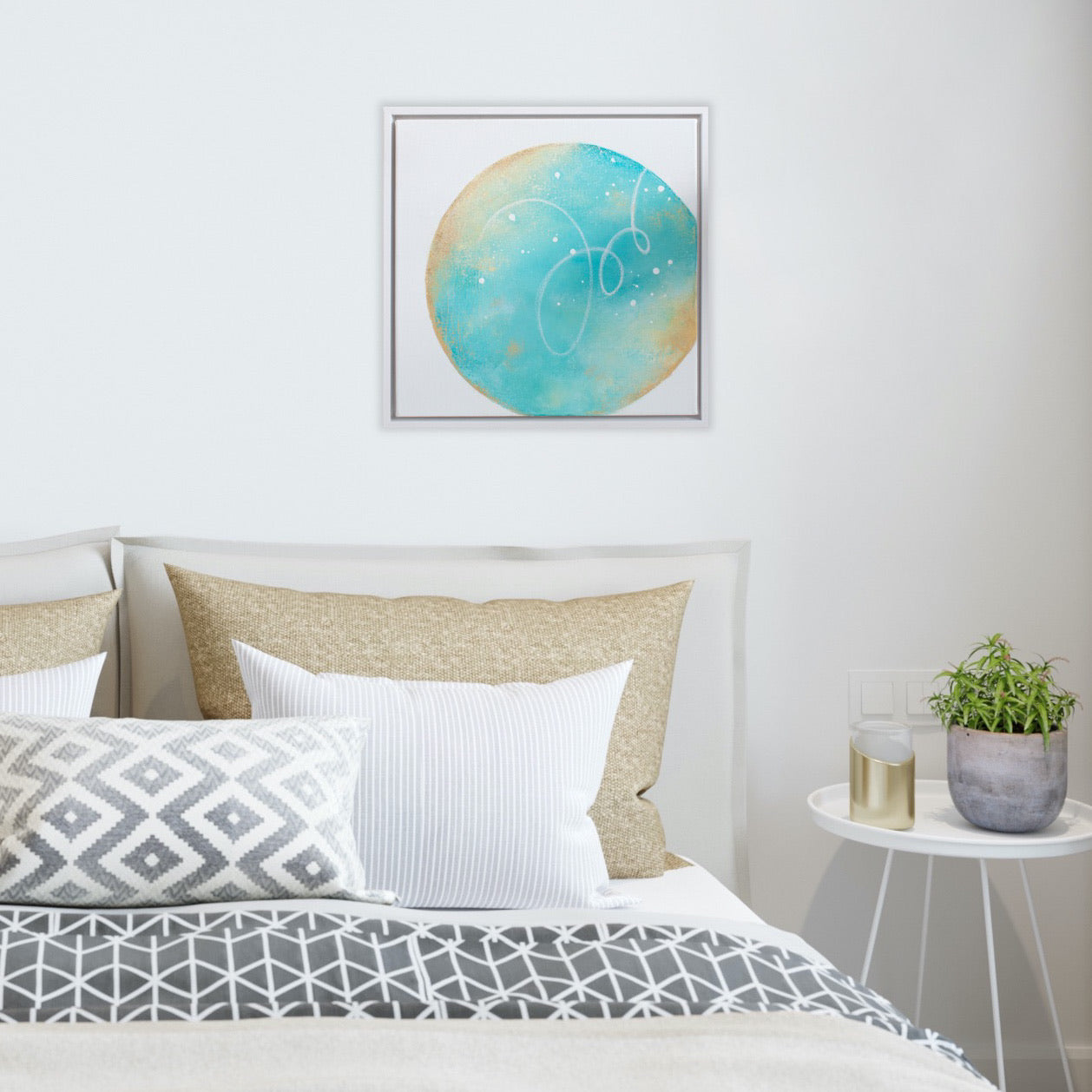 Tidepool Framed Moon Painting 40cm sq