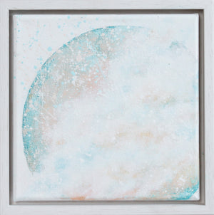 Amidst Framed 24cm moon painting in turquoise peach