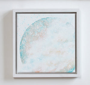 Amidst Framed 24cm moon painting in turquoise peach