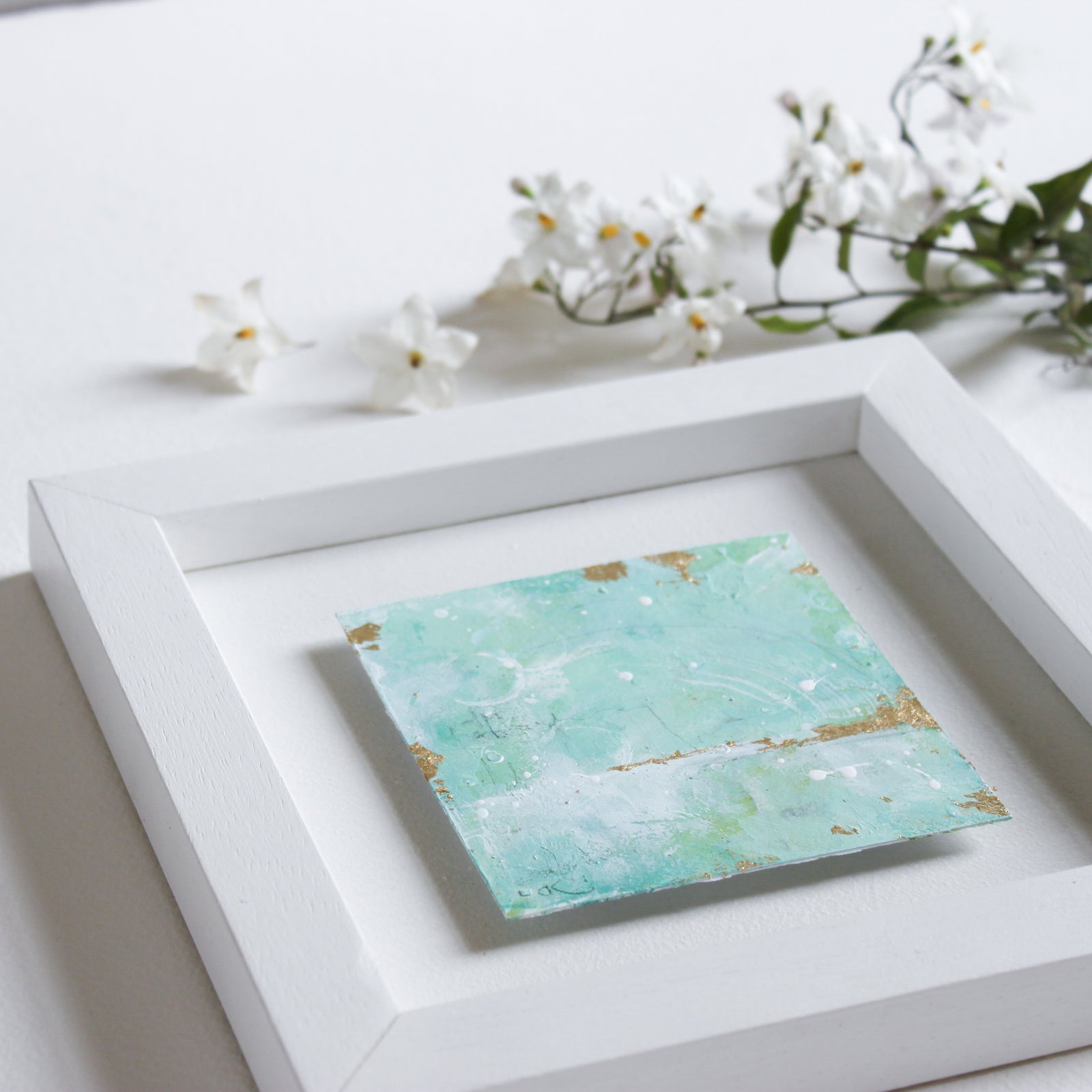 Shifting Sands | Green Abstract Landscape Mini Painting 20cm