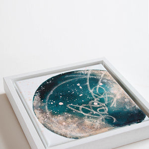 Rebirth | moon painting in petrol green blue peach
