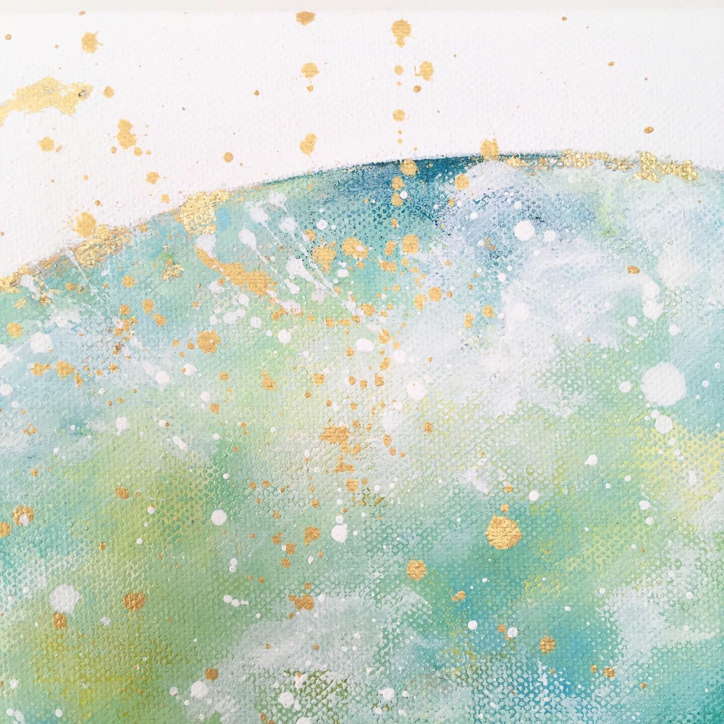 Expansion| Framed Green Blue Cloud Moon Painting 40cm x 40cm