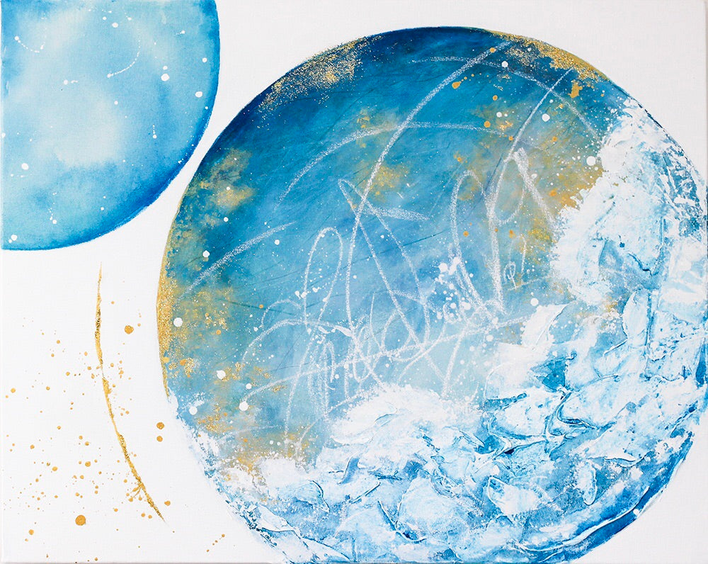 Moonscape #87 "Free Diving" | Mer Lunaires Series | Abstract painting moon