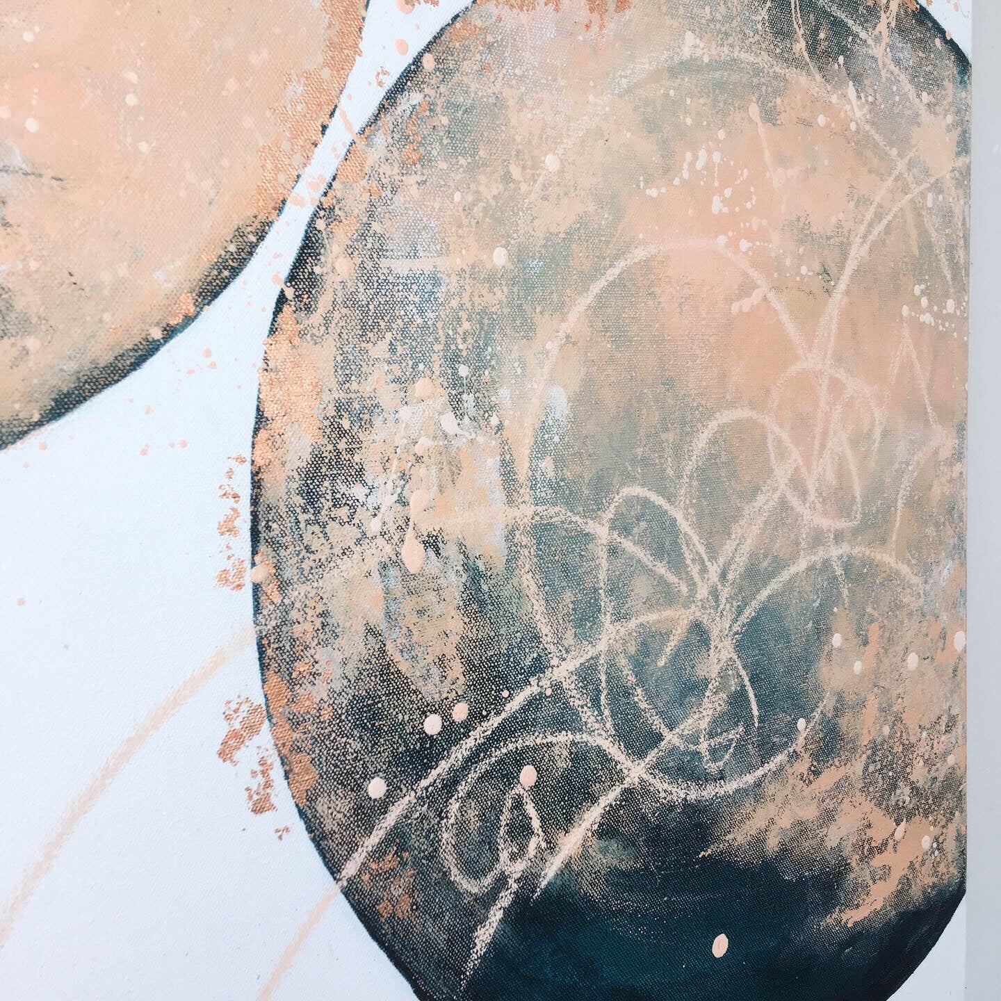 Moonscape #116 | Mer Lunaires Series | Abstract painting moon petrol green blue peach
