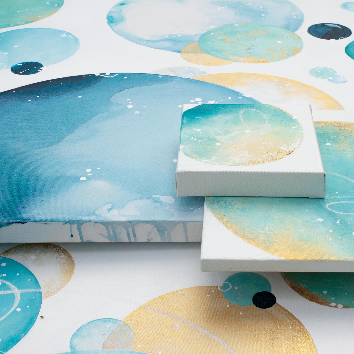 Tidepool Framed Moon Painting 40cm sq