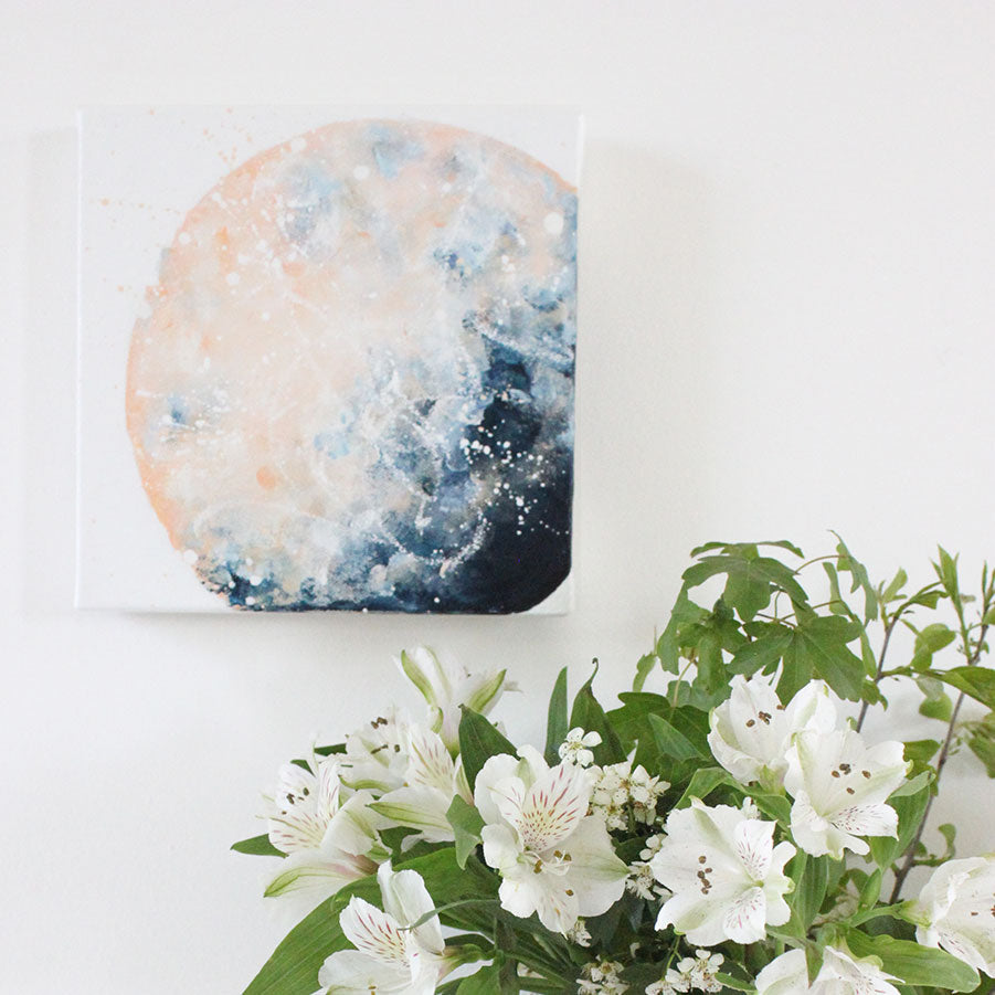 Moonrise Moon Acrylic Painting 20cm by 20cm